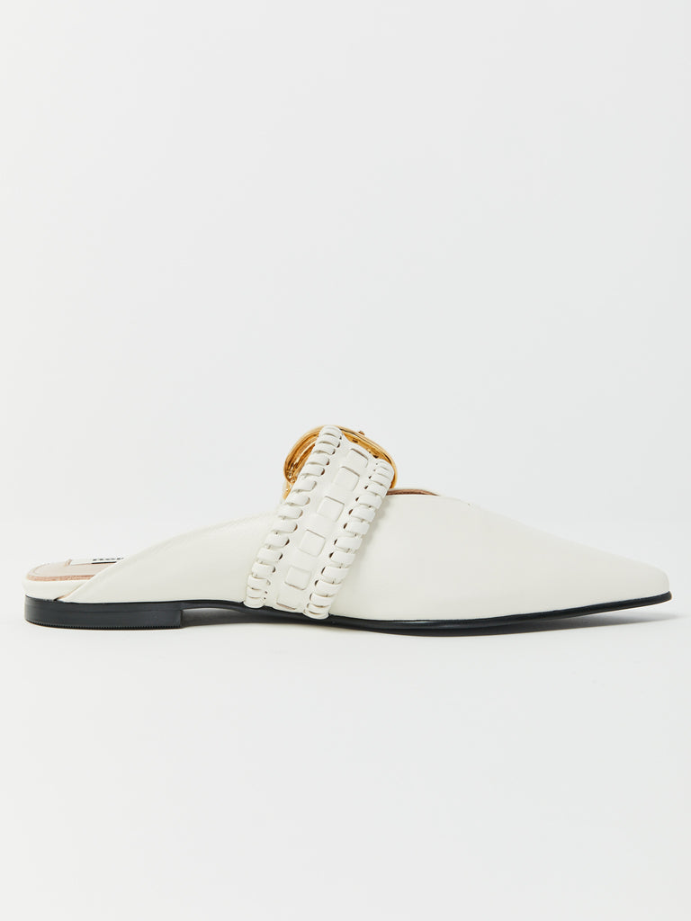 Turnover Strap Slippers - White by Reike Nen