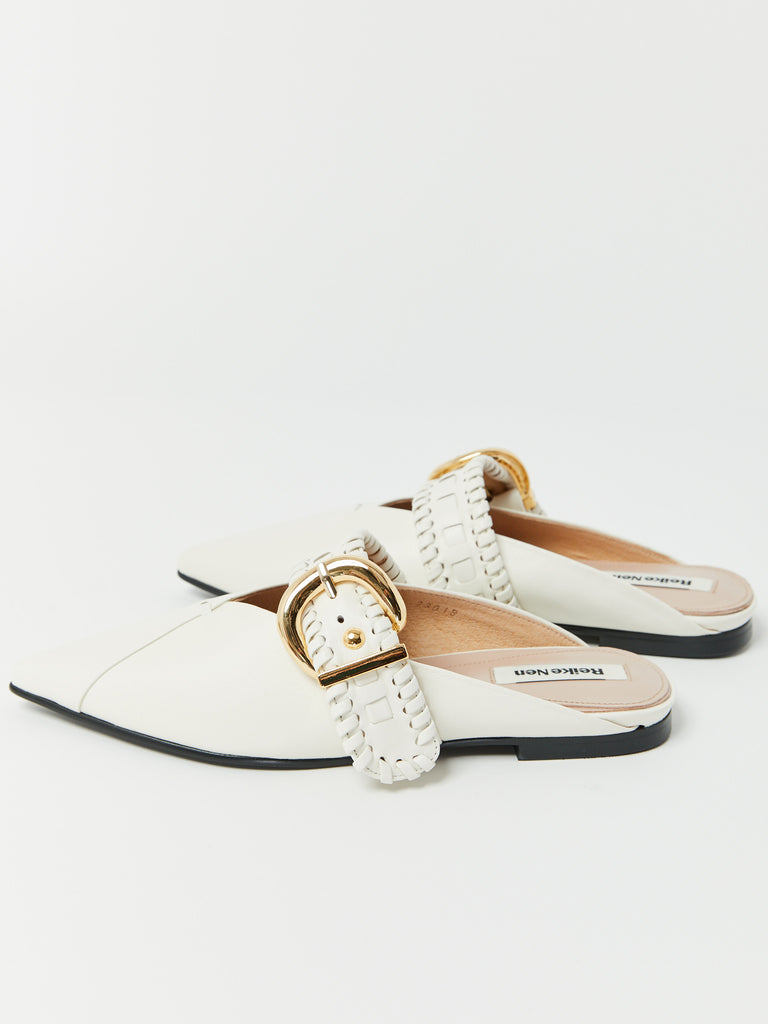 Turnover Strap Slippers - White by Reike Nen