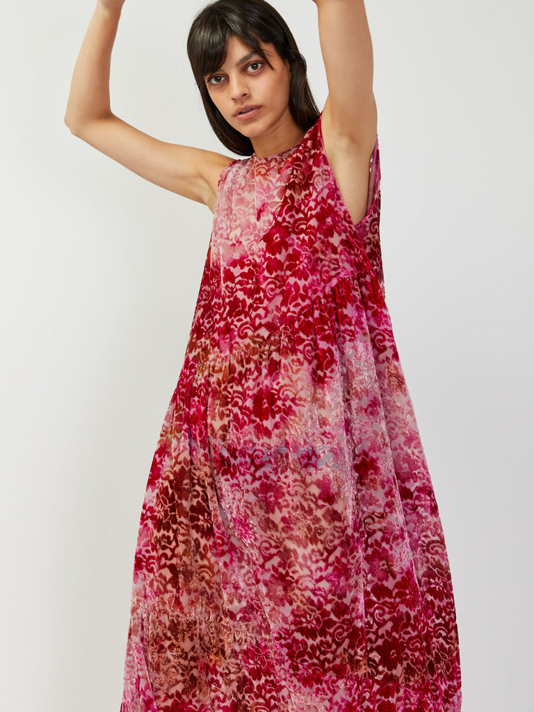 Ritual Dress - Burg/Black Burnout Velvet by Collina Strada