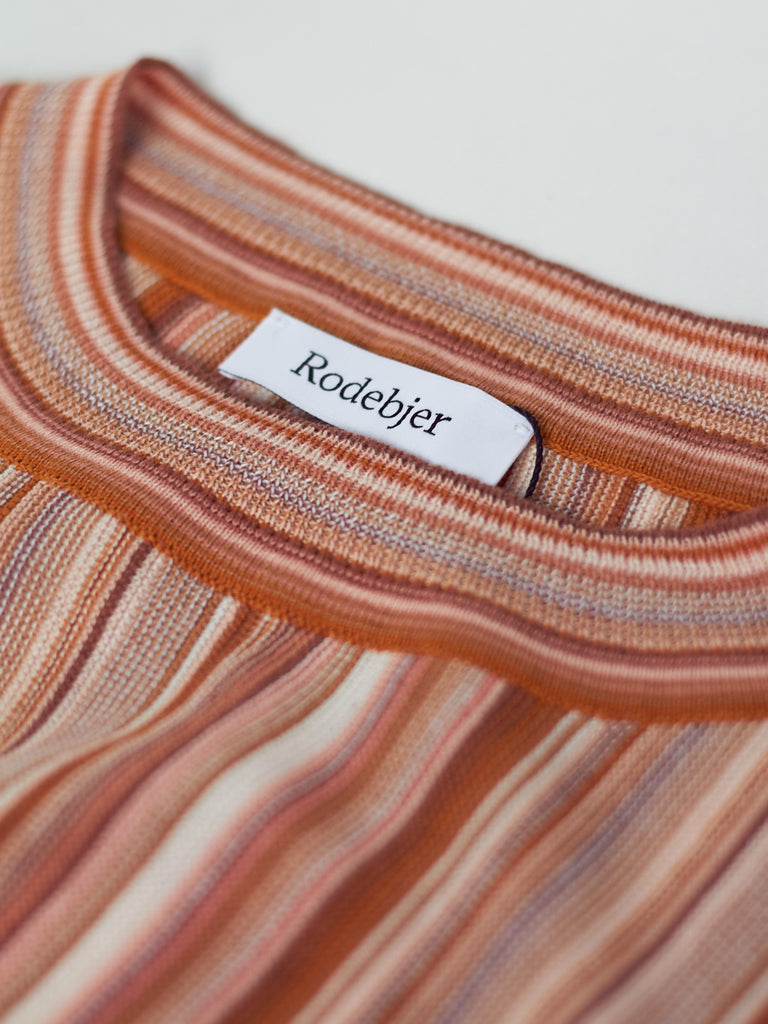 Vala Stripe Top - Faded Terracotta by Rodebjer