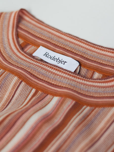 Vala Stripe Top - Faded Terracotta by Rodebjer