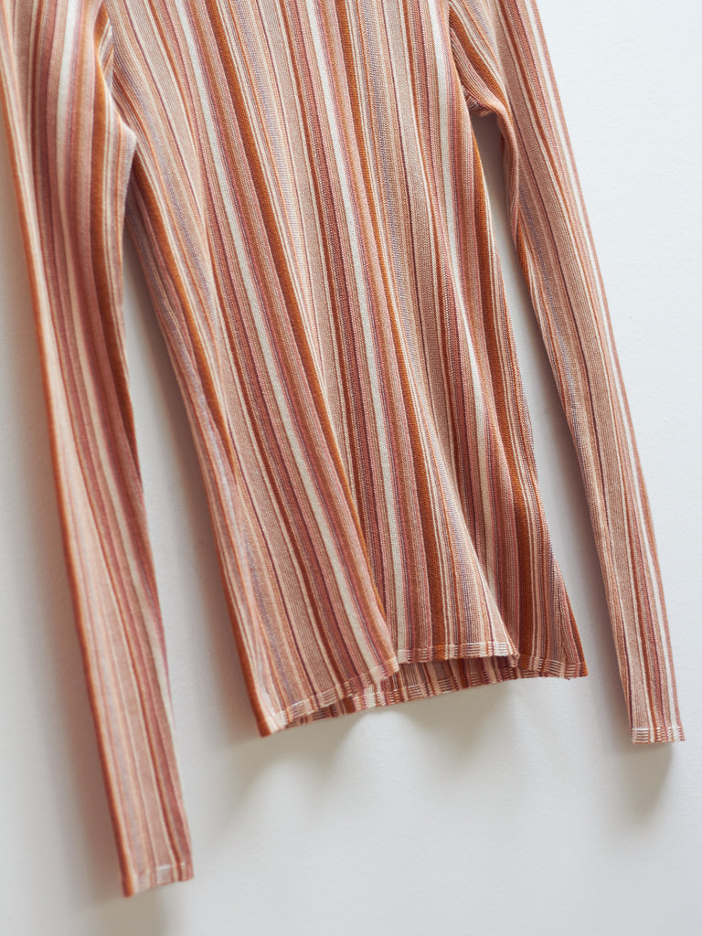 Vala Stripe Top - Faded Terracotta by Rodebjer