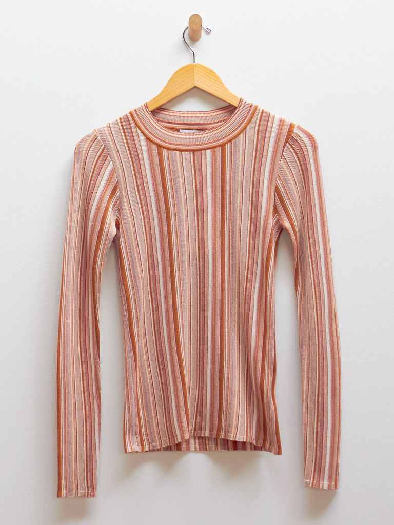Vala Stripe Top - Faded Terracotta by Rodebjer