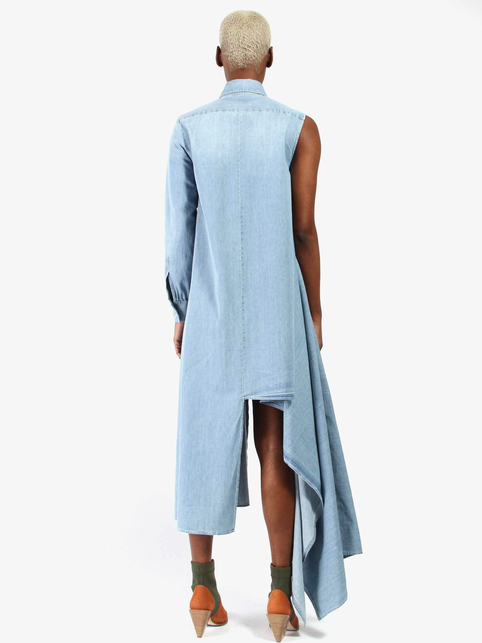 mm6 maison margiela shirt dress MM6 Maison Margiela Blue Oversized Shirt Dress SLOW WAVES