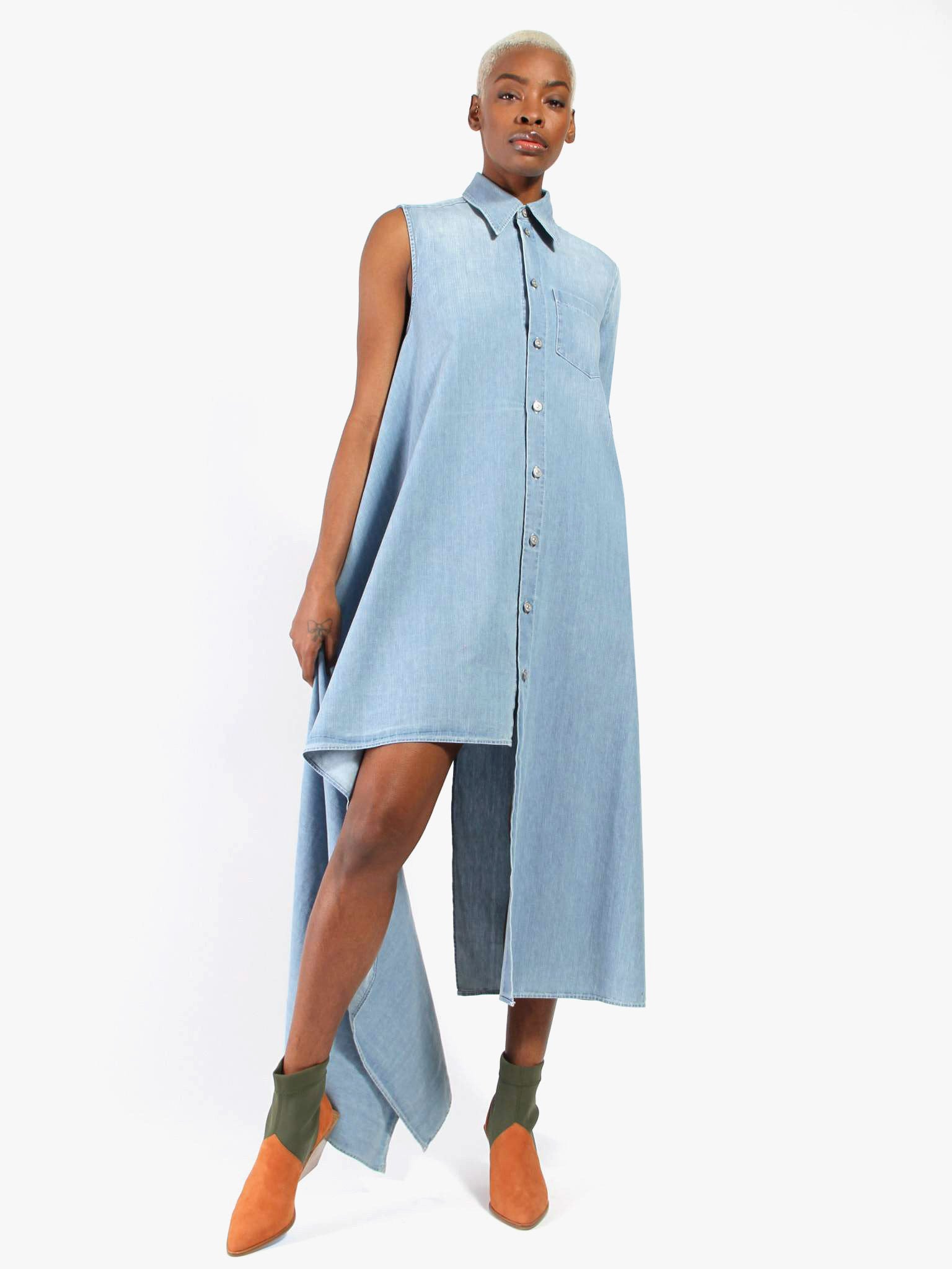 Maison Margiela 関税込 Dress wool and blue silk vintage margiela dress - Gem